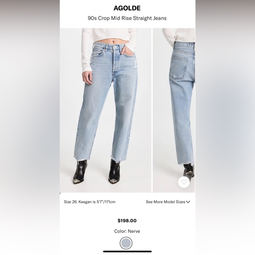 Agolde, 90s crop, size 25, new condition. Worn once and needed a different size.
